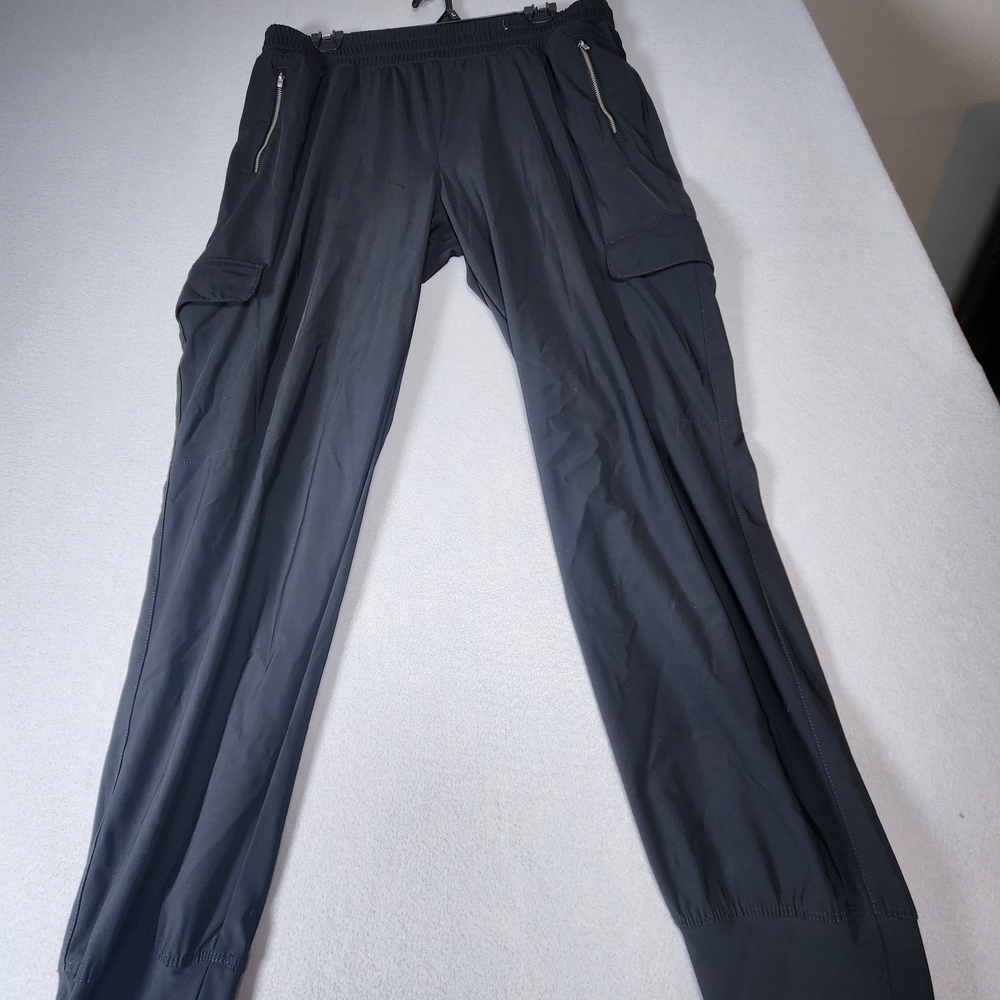 Old Navy Black Cargo Track Joggers with Zipper Pockets